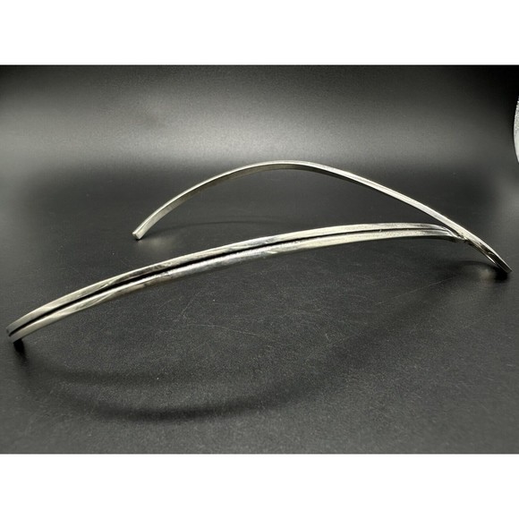 Vintage SIGNED MEXICO Stiff Choker 16" Twist Necklace Sterling Silver 925 32Gs - Picture 6 of 11